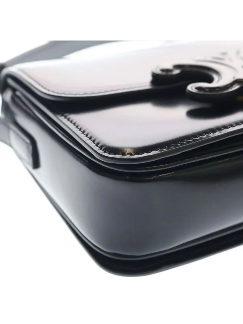 Celine Tee Ncueil Triomphe Smo le Shoulder Bag Black Leather